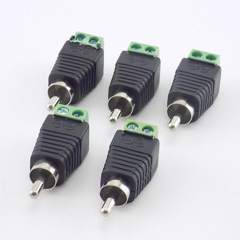 Conector macho RCA a AV para videovigilancia, cable de altavoz a macho, adaptador de conector RCA, 5 unids/lote