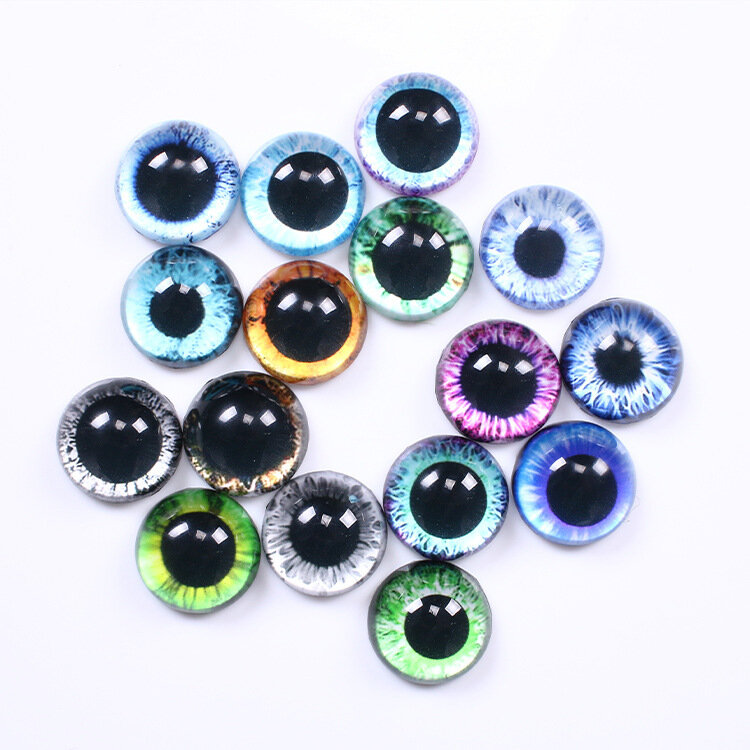 20Pcs 8/10/12/14/16/18/20mm  Doll Eyes Photo Round Glass Cabochon Flat Back Fit To DIY  Doll Eye Chips