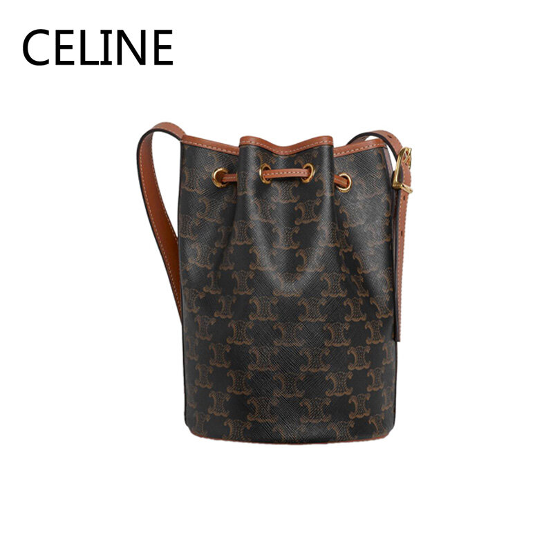 Celine luxo calfskin balde saco toile triomphe alça de couro ajustável cruz ombro string bags para mulher 191142caa.30rd
