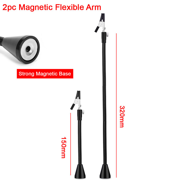 NEWACALOX 320mm/150mm brazo magnético Flexible con 2PC Clip de cocodrilo de 360 grados PCB tabla Clip soldadura herramienta auxiliar de tercera mano