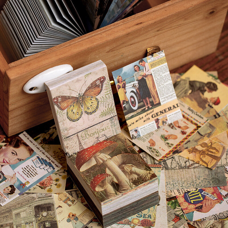 400 Vellen Vintage Papier Kaart Memo Pad Decoratieve Briefpapier Scrapbooking Diy Dagboek Album Etiket Retro Materiaal