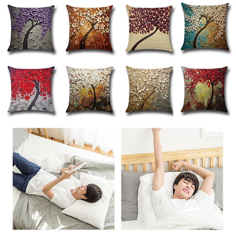 45*45cm Cotton Linen Pillowcase Floral Print Pillow Cover Living Room Throw Pillow Case Chair Pillowslip Home Textiles