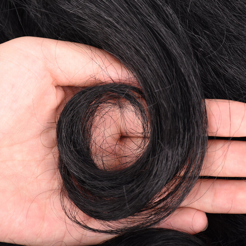 Wig Ponytail sintetis keriting lurus 16 inci rambut palsu ekor kuda klip rambut sambungan untuk WANITA HITAM