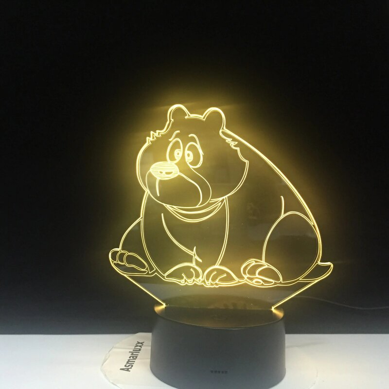 Cartoon Cute Bear Shape Acrylic LED Lamp 3D Baby Night Light Sleeping Lighting 7 Colors with Touch and Remote Control
