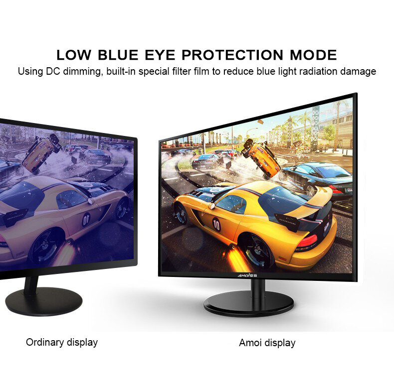 Amoi 24 pouces moniteur LED jeu compétition 75Hz HD écran plat Full HDD LCD écran d'affichage de l'ordinateur HDMI/VGA Interface