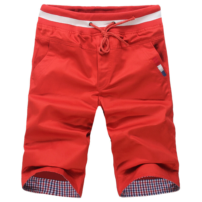 Pantalones cortos de algodón para hombre, Shorts de playa de color puro, estilo veraniego, a la moda, novedad de 2024