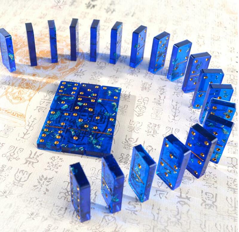2 Buah/Set Cetakan Silikon Resin Mid Domino untuk DIY Cetakan Resin Epoksi Kristal Cetakan Pengecoran Efek Cermin Seni Resin Permainan