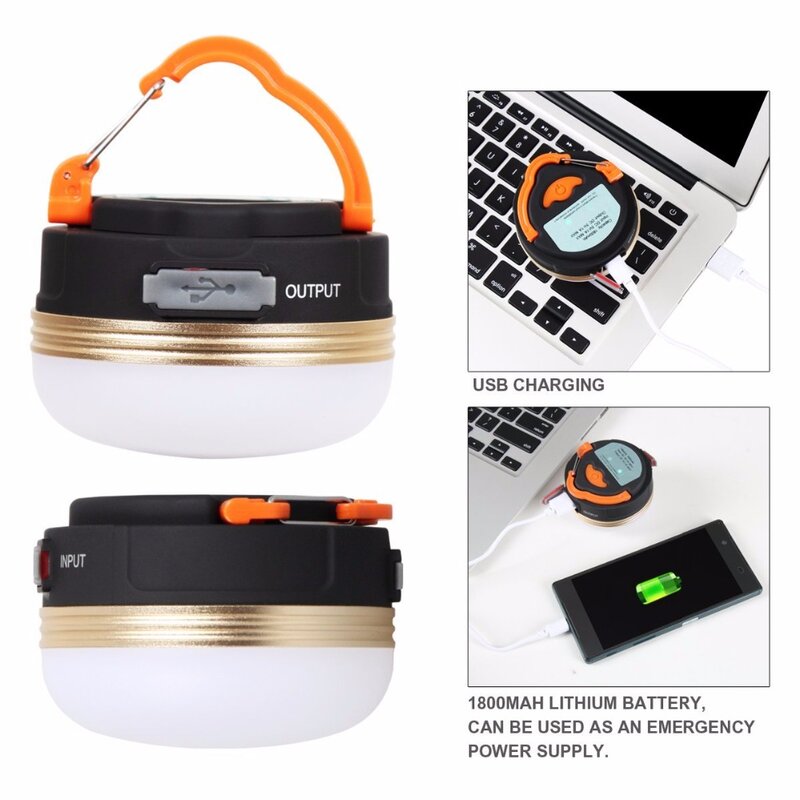 Rechargeable LED Camping Lantern Portable USB Camping Tent Light with Magnet Base for Emergency Survival Kit Outdoor Use