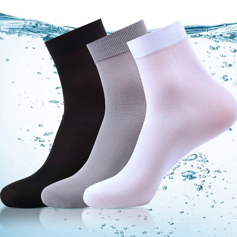 10Pairs Business Herren Sommer Socken Dünne Seide Hohe Elastische Nylon Atmungsaktive Beiläufige Kurze Crew Socken Männlich Kühlen Socken Hohe qualität