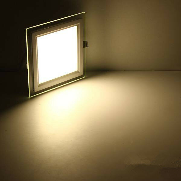 Led de vidro redondo/quadrado, 6w 9w 12w 18w, refletor embutido para ponto de luz, teto, luz quente/natural/branca fria + acionador