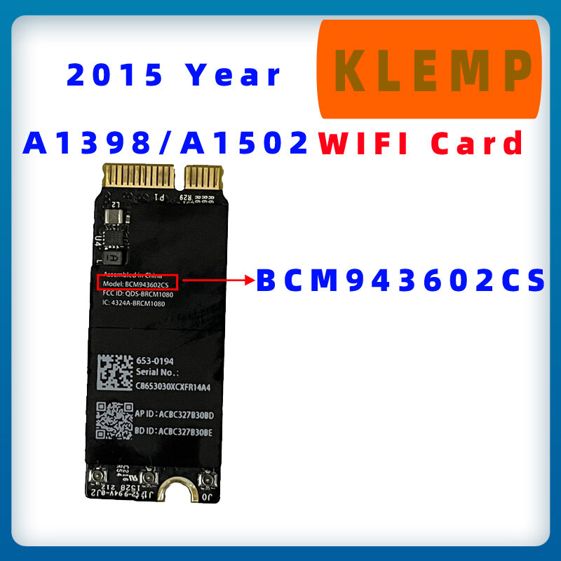 Cartão wi-fi Bluetooth para macbook pro retina 13 ", 15", a1398, a1502, 2015, bcm94360cs, bcm943602cs, original