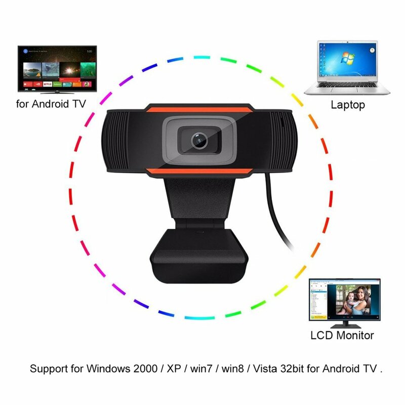 New 360 Degrees Rotatable 2.0 HD Webcam 1080p USB Camera Video Recording Web Camera With Microphone For PC Computer