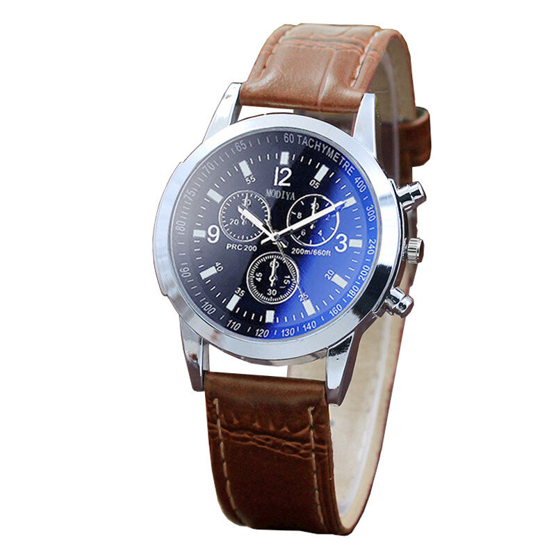 Модные Мужские Аналоговые кварцевые часы из искусственной кожи, мужские наручные часы Blue Ray 2024, мужские часы, роскошные повседневные часы ведущей марки