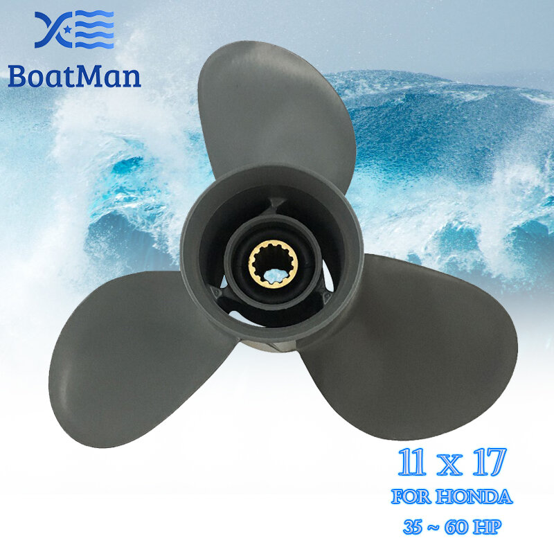 BoatMan® 11X17 Aluminum Propeller for Honda 35HP 40HP 45HP 50HP 60HP Outboard Motor 13 Tooth Engine RH Boat Part 59130-ZV5-017AH