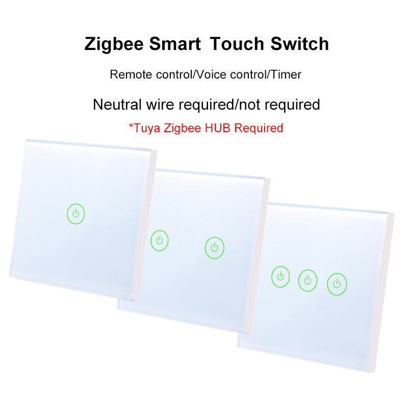 Lonsonho-interruptor inteligente Tuya Zigbee, interruptor de luz táctil de 220V con Control remoto inalámbrico, compatible con Zigbee2mqtt y asistente de hogar