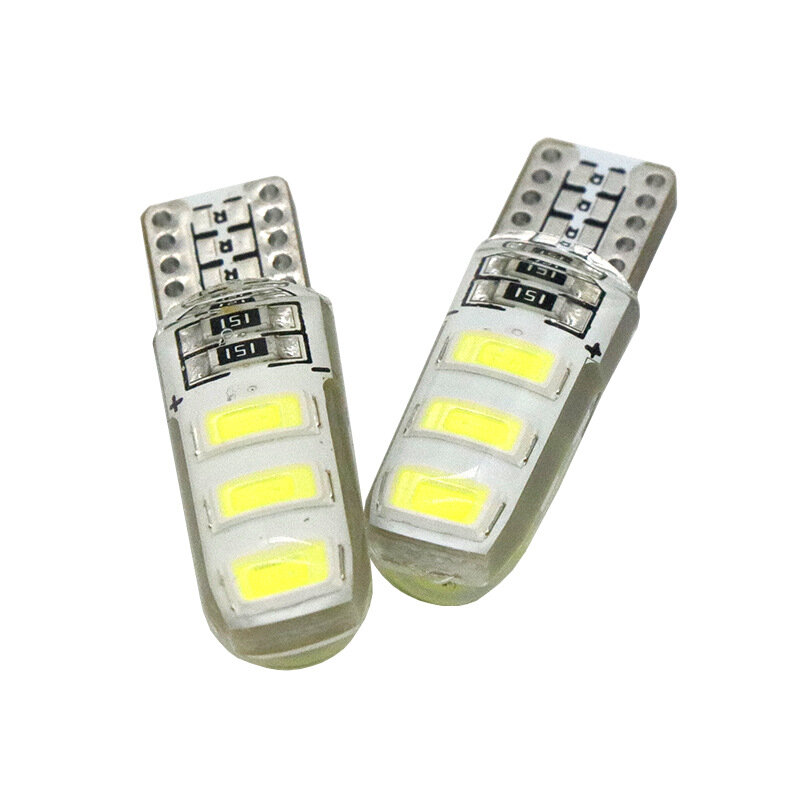 Bombilla LED de estacionamiento para coche, luz blanca brillante de sílice CANBUS, W5W, T10, 194, 168, W5W, COB, 8SMD, 10 unidades