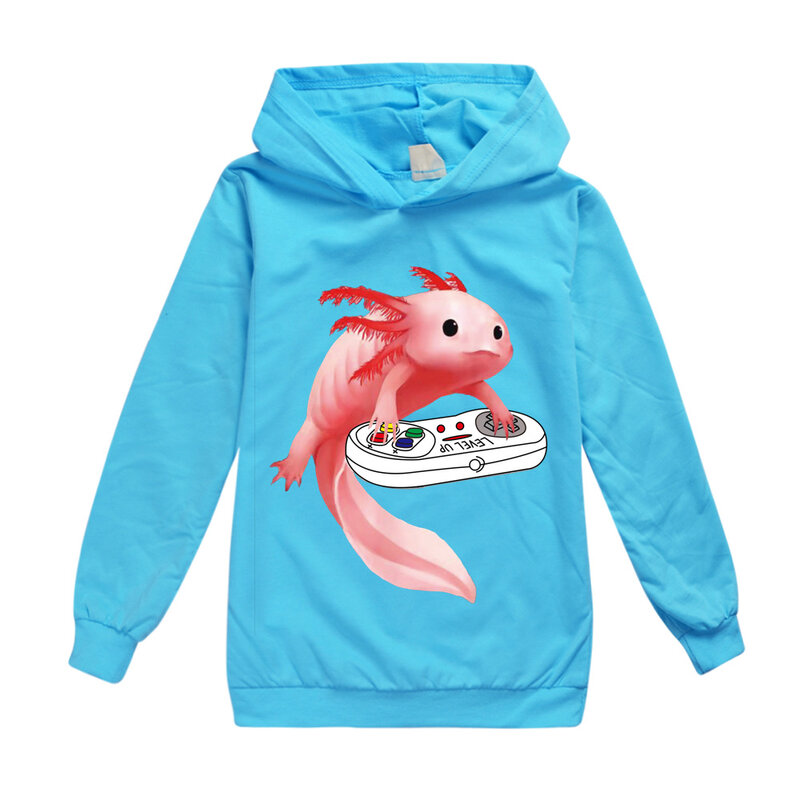 Jungen Lustige Axolotl Fisch Druck Hoodie Cartoon Langarm T-shirt Kinder Pullover Frühling Herbst Kinder Mädchen Tops Kinder Kleidung