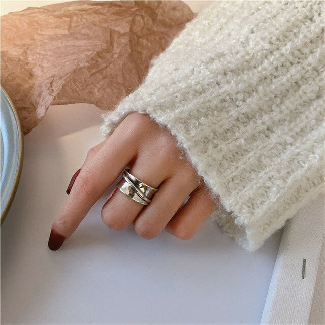Großhandel 925 Sterling Silber Verlobung Ringe für Frauen CouplesCreative Einfache Geometrische Handgemachte Partei Schmuck Geschenke