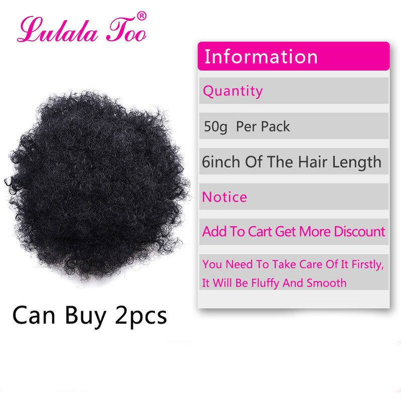 Synthetic Afro Puff Drawstring Ponytail Hair Bun 6inch Short Afro Kinky Curly Extension Hairpieces for Girls Black Women