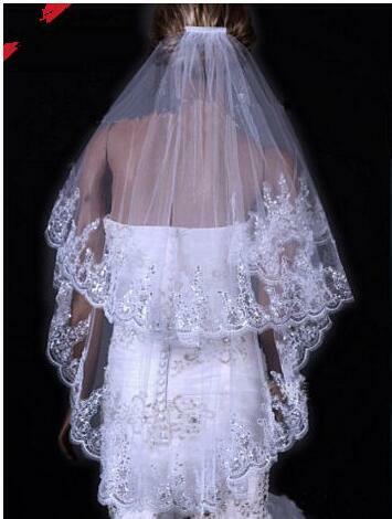 WAJY 2020ราคาถูกขายส่ง2 Layears สีขาวงาช้างผ้าคลุมหน้าเจ้าสาวสั้น Tulle Veils งานแต่งงานอุปกรณ์เสริม