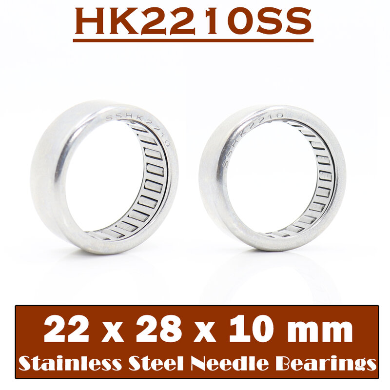 HK2210SS Needle Bearings 440C 22*28*10 mm ( 2 PCS ) Stainless Steel Drawn Cup Needle Roller Bearing HK222810 TLA2210Z HK2210