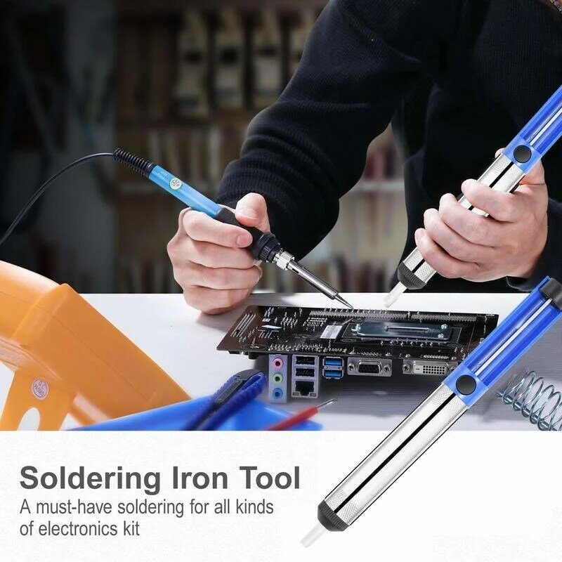 Kit de soldador de 60W, herramientas de soldadura de temperatura ajustable con multímetro, puntas de soldador, cables de soldadura, kits de soldadura de retrabajo
