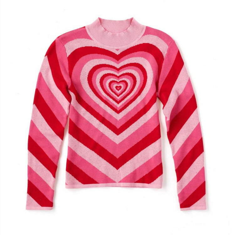 2021 maglione da donna primavera maglione mezzo collo alto da donna manica lunga colore abbinato amore maglia a fondo camicia per donna