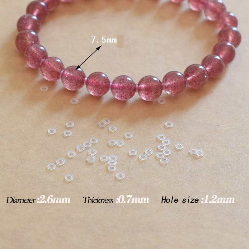 100 pçs ultra-fino transparente silicone borracha rolhas anel anti-fricção grânulo espaçador charme pulseira para diy jóias fazendo
