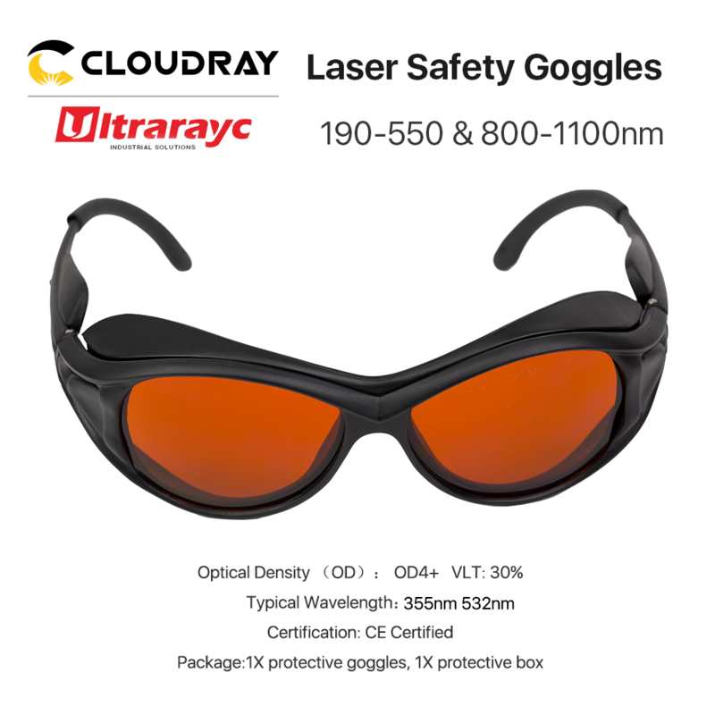 Ultrarayc UV e Verde Laser Óculos de Segurança, Óculos de proteção, Escudo, Proteção Eyewear, Tamanho pequeno, Tipo A 190-550 800 nm