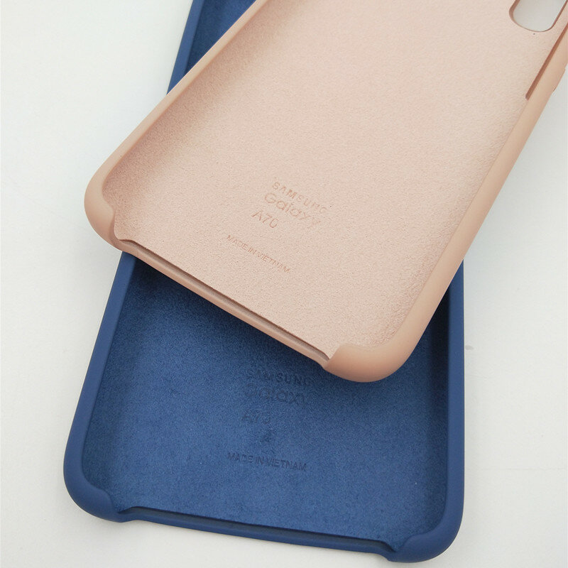 Coque arrière en Silicone soyeux de protection souple Samsung Galaxy A70 pour Galaxy A70 coque de téléphone 6.7 pouces et logo