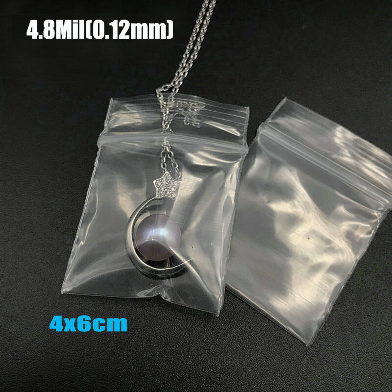Bolsas transparentes gruesas con cierre de cremallera para joyería, paquete de bolsas de plástico reutilizables, 100 piezas