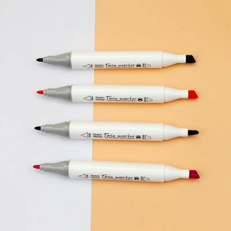 Mokeelo 895 양방향 삼각형 펜 마커 세트 12/18/24/36/48 색 아트 페인팅 마커 펜 드로잉 학생 용품