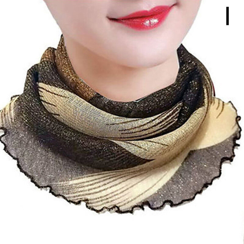 Syal kerah leher sifon modis musim panas musim semi syal Pullover masker telinga gantung beragam tabir surya tipis untuk wanita