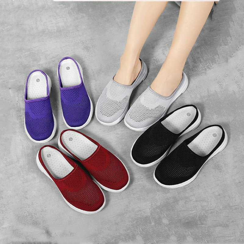 STRONGSHEN Women Shoes  Spring Casual Breathable Flying Woven Light Flat Shoes Women Casual Sneakers Flats Ladies Shoes