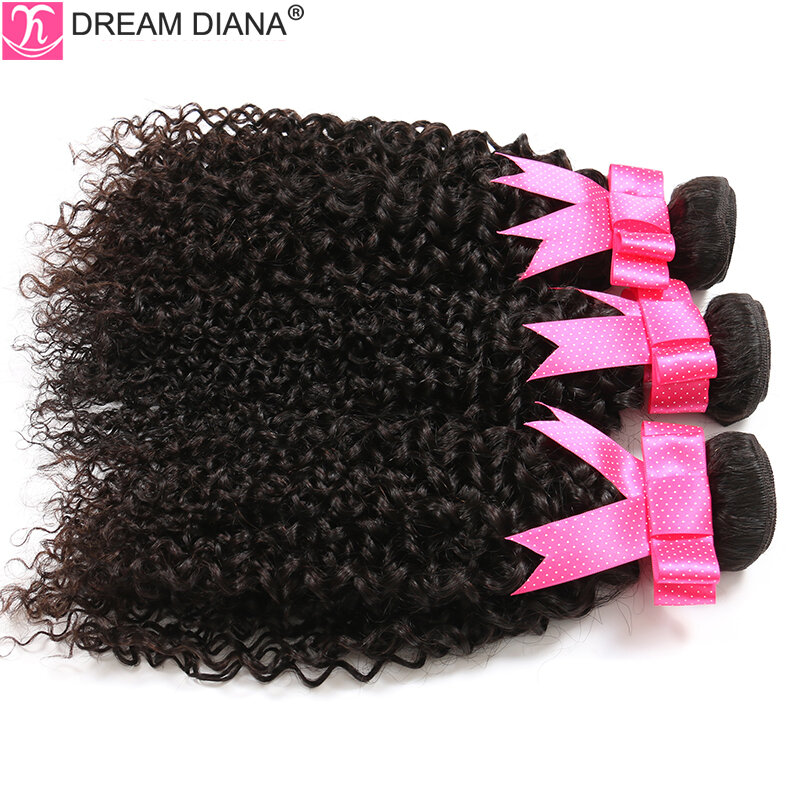 DreamDiana-Mongolian Kinky Curly Hair Bundles, Remy, Ombre, Afro, Cor Natural, 100% Cabelo Humano, 8 "-30"