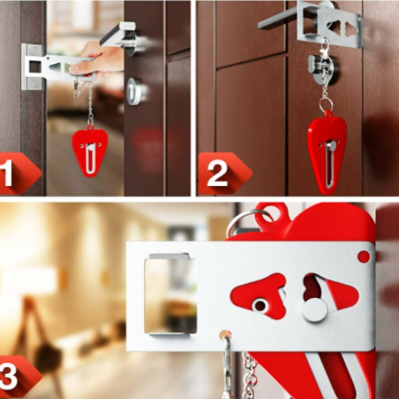 ประตูแบบพกพาล็อค Lockdown คู่ล็อคประตู Extra ล็อคภายในประตู Locker อุปกรณ์รักษาความปลอดภัย