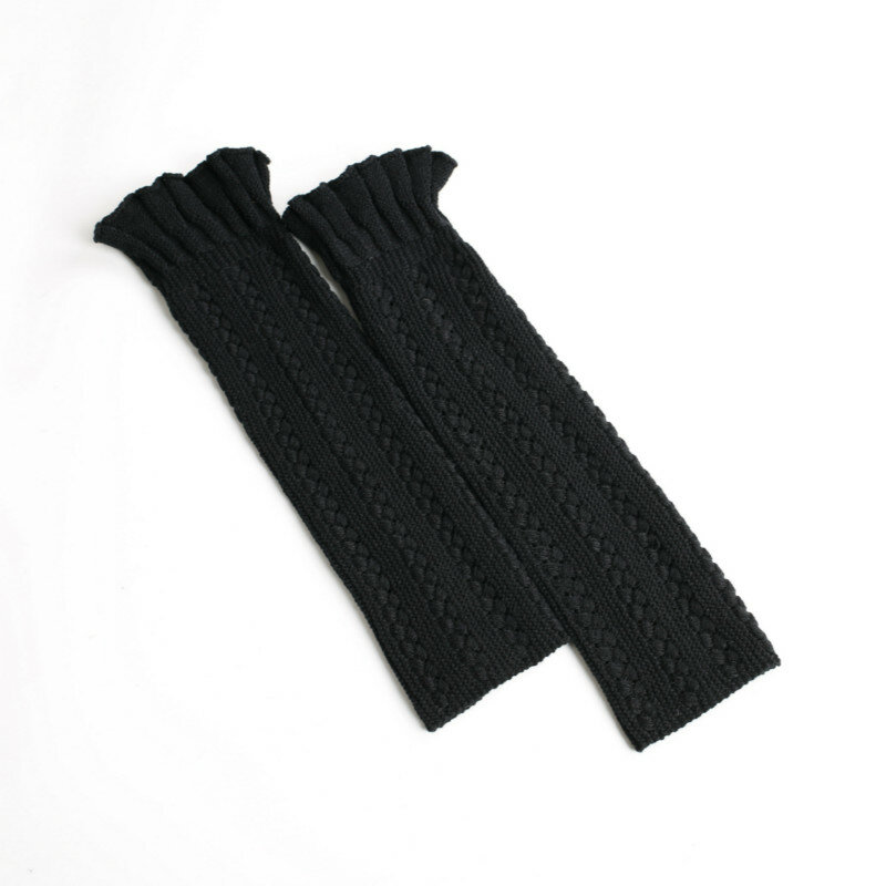 Женские ажурные грелки для ног, кружевные вязаные однотонные чулки с оборками и рукавом до колена, длинные носки для сапог