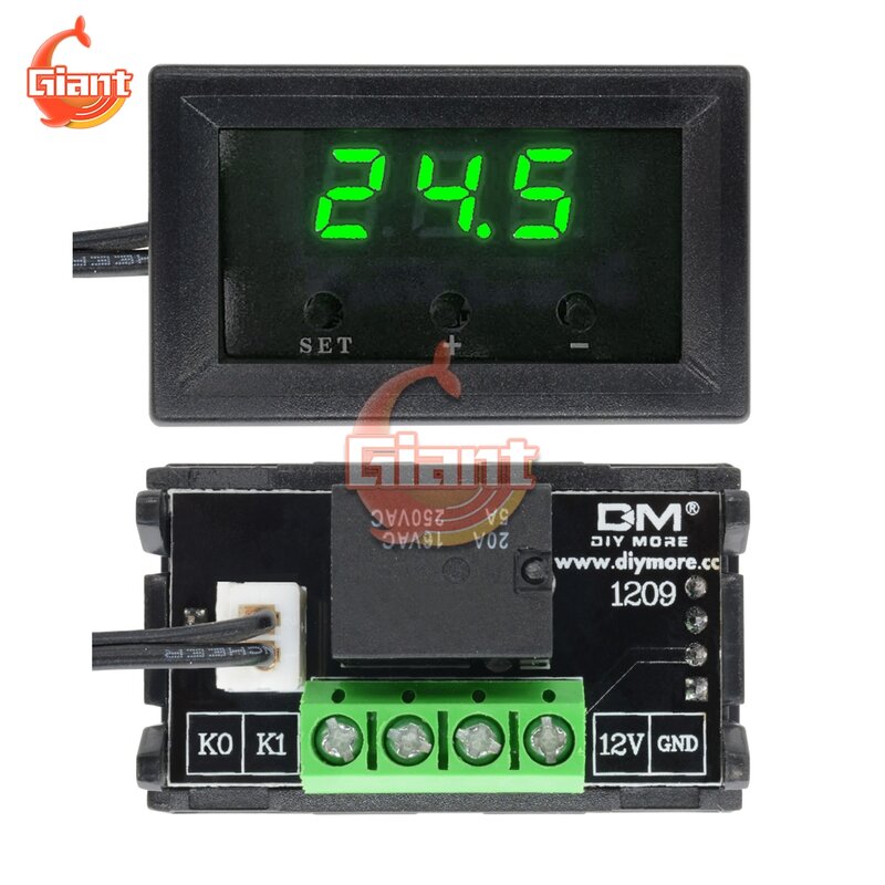 Regulator termo termostat Digital LED DC12V W1209, untuk pengontrol temperatur inkubator papan modul Tester