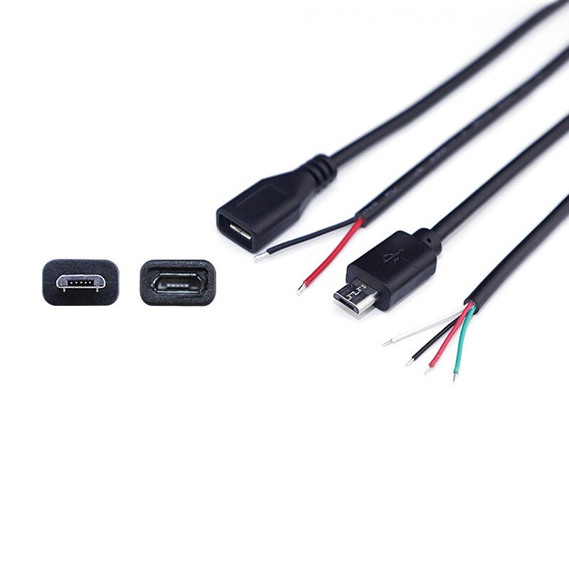 2Pin 4Pin Micro USB Männlichen/Weiblichen zu Öffnen Kabel USB 2 Core Ladekabel