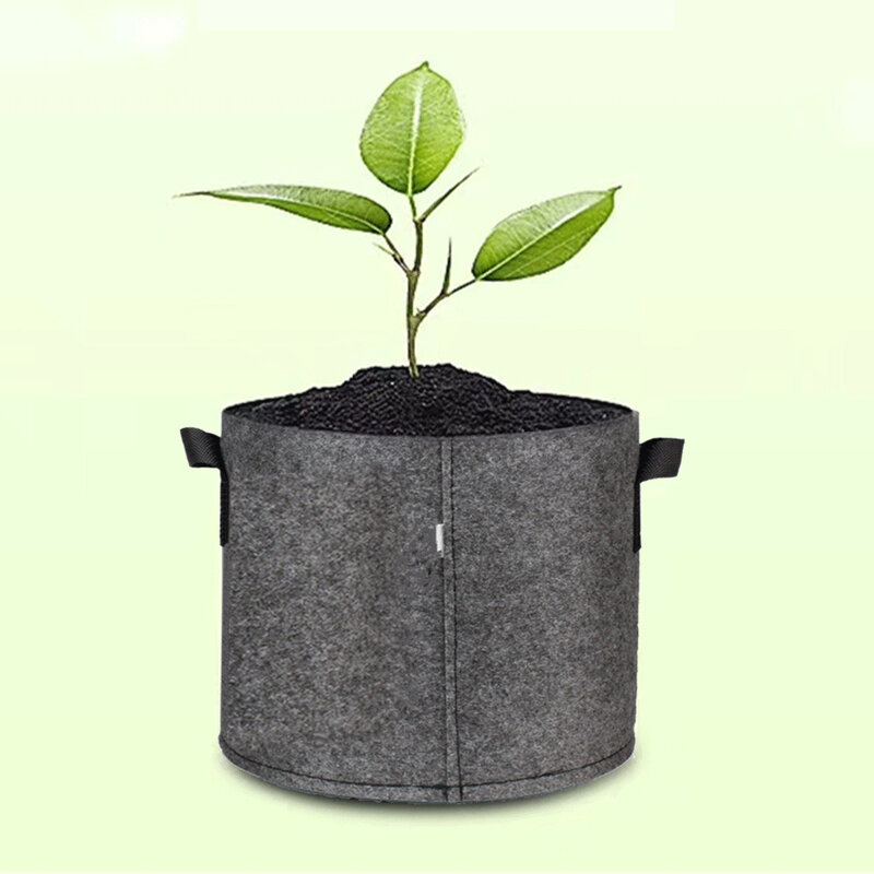 Tas Penanaman Hitam/Abu-abu Kain Kentang Bibit Sayuran Tumbuh Pot Alat Kebun 1-15 Galon Ramah Lingkungan Tumbuh Tas