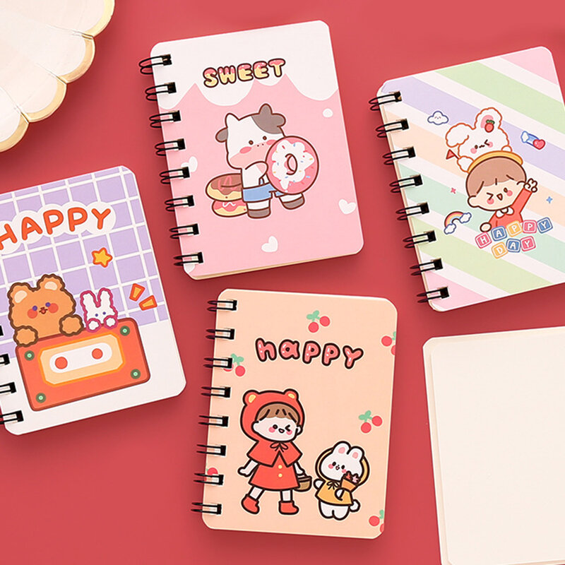 Cartoon Mini Pocket Spiral Notebook Blank/Lined Note Book 4.13x3.15 Inch Memo Notepad for Preschool Kindergarten Kids