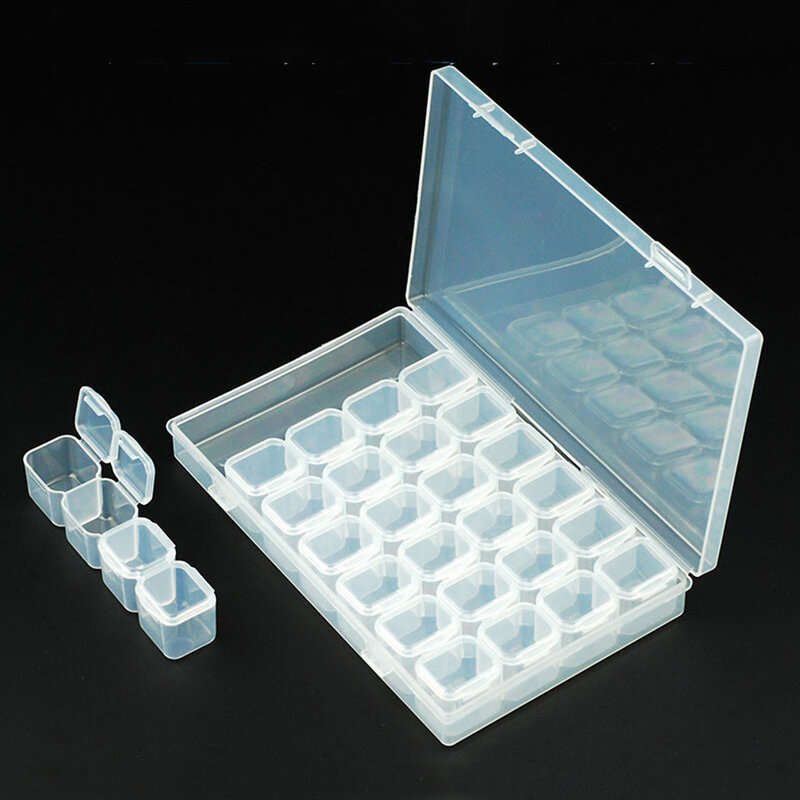 Caixa de plástico transparente para armazenamento, para terminais, componentes pequenos, caixa de ferramentas de jóias, bolinhas, organizador de unhas, arte, estojo de ponta