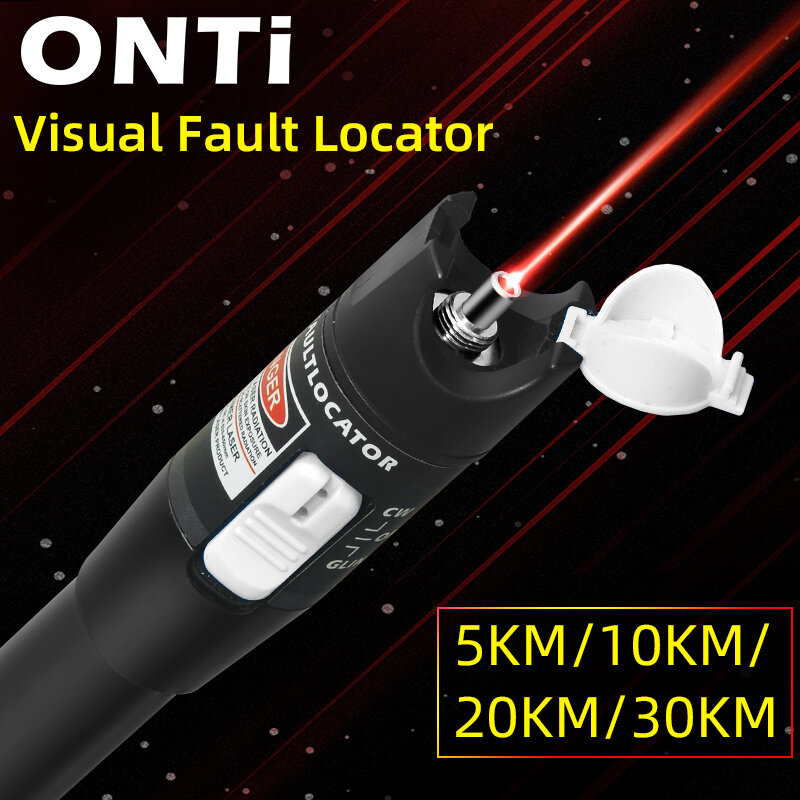 ONTi 30MW / 20MW / 10MW / 5KM Визуальный локатор повреждений, тестер оптоволоконного кабеля, диапазон 5-30 км, красный лазерный луч, тип SC / FC / ST