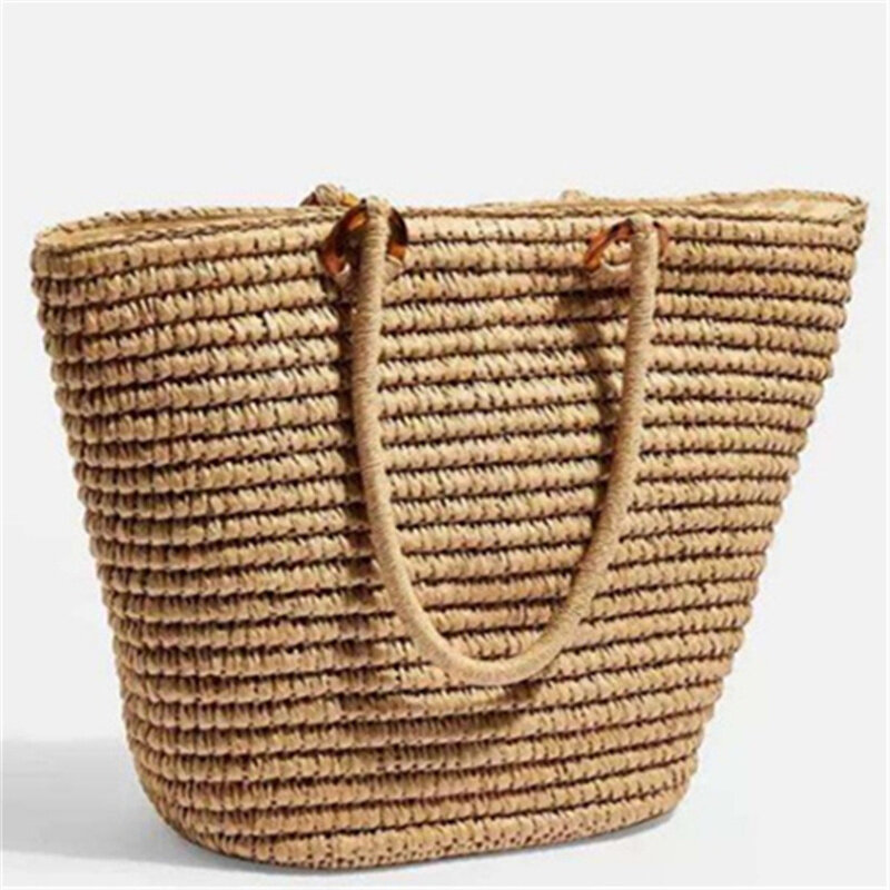 Borsa di paglia di nuova moda borsa tessuta a mano estiva borsa da donna semplice Casual Totes borsa da viaggio per le vacanze borsa da spiaggia femminile