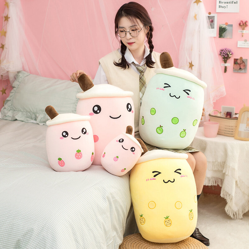 24-50cm cartoon bubble tea cup shaped pillow real-life stuffed soft back cushion funny food gifts for kids girlfriend birthday