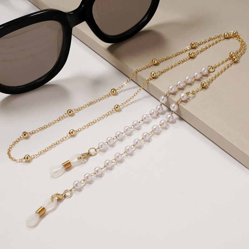 Chaîne de lunettes en plastique blanc perle coeur charme lunettes retenue porte-lunettes sangle femmes collier cadeau