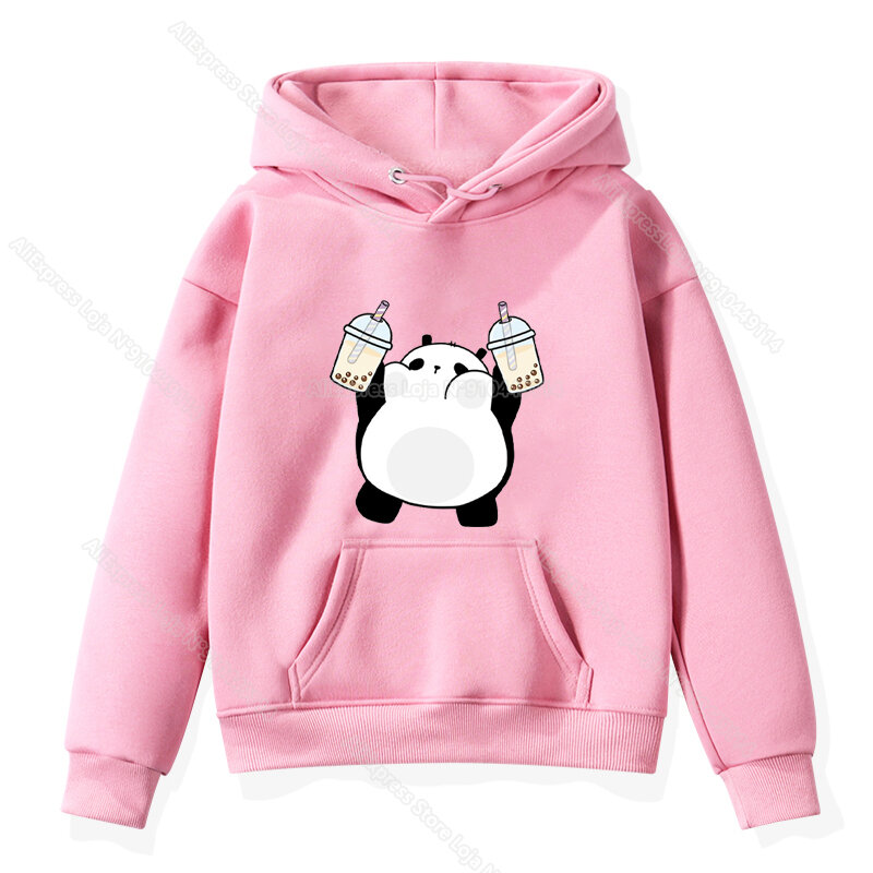 Boba Tea Hoodies Kids Cartoon Panda Corgi Sweatshirt Children Kawaii Animals Toddler Tops Boys Girls Teens Pullover Sudadera