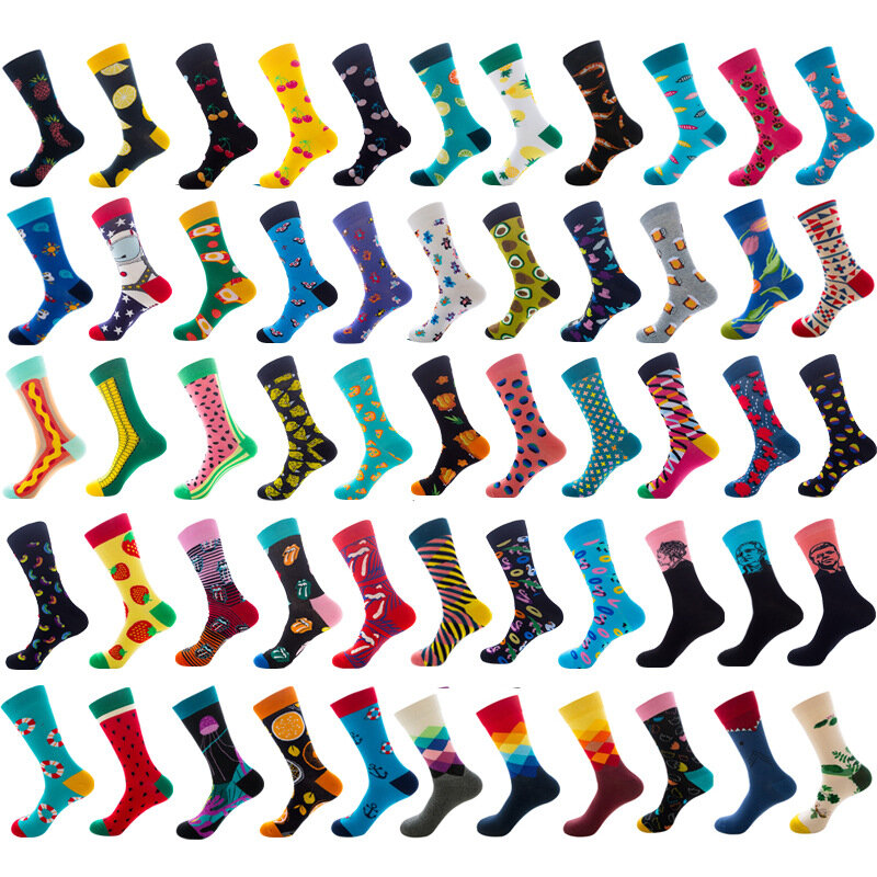 Женские носки с забавными милыми мультяшными фруктами, носки для скейтборда в стиле Харадзюку, носки в стиле хип-хоп, повседневные полосаты...