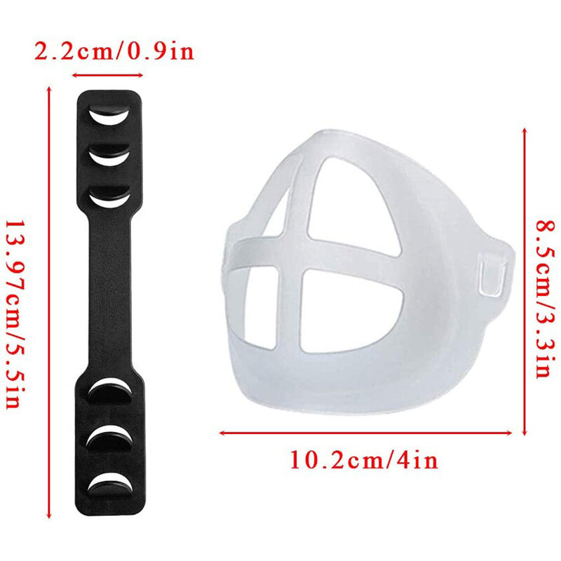 8PCS 3D Face Maske Washable Reusable Inner Support Frame + 6PCS Adjustable Ear Strap Accessories