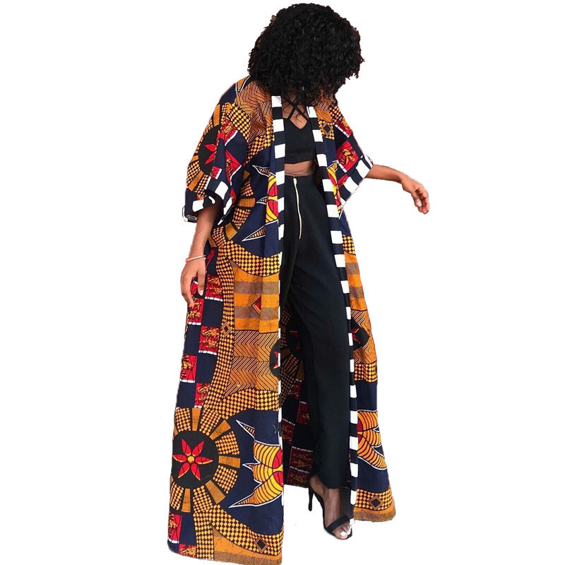 أفريقيا ملابس للنساء 2021 Dashiki الخريف الشتاء المرأة الأفريقية الطباعة قميص طويل سترة معطف فستان فساتين الأفريقية النساء